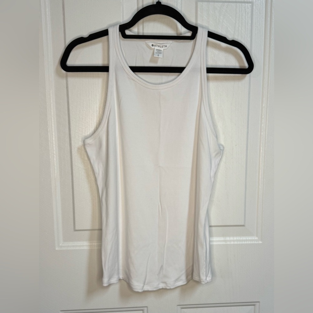 Athleta White Fitted Sleeveless Tank Top